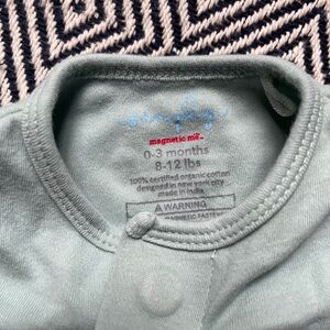 Sage Green organic cotton magnetic me footie